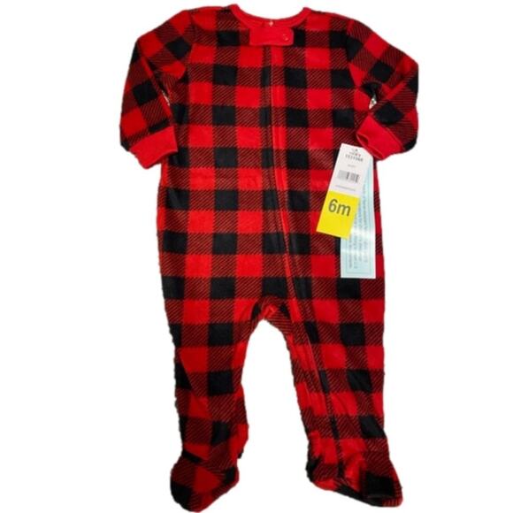 Eddie Bauer Baby Fleece Plaid Holiday Sleeper Size 6 Month's NWT - Picture 1 of 8